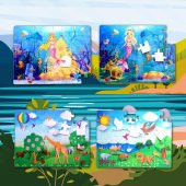 4 Set - 96 Parça Tox Origami ve Deniz Kızı 5+ Keçe Yapboz - 5 Yaş Puzzle T041 T018 - 10