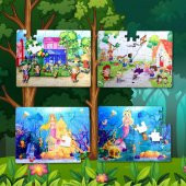 4 Set - 96 Parça Tox Oyun Parkı ve Deniz Kızı 5+ Keçe Yapboz - 5 Yaş Puzzle T040 T041 - 5