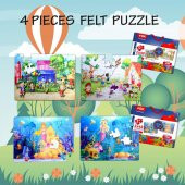 4 Set - 96 Parça Tox Oyun Parkı ve Deniz Kızı 5+ Keçe Yapboz - 5 Yaş Puzzle T040 T041 - 7