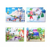 4 Set - 96 Parça Tox Kış ve Oyun Parkı 5+ Keçe Yapboz - 5 Yaş Puzzle T040 T014 - 6