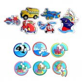 12 Set - 42 Parça Tox Deniz Canlıları ve Ulaşım Araçları 2+ Keçe Yapboz - 2 Yaş Puzzle T001 T002 - 1