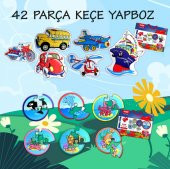12 Set - 42 Parça Tox Deniz Canlıları ve Ulaşım Araçları 2+ Keçe Yapboz - 2 Yaş Puzzle T001 T002 - 2