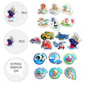 18 Set - 60 Parça Tox Hayvanlar, Deniz Canlıları ve Ulaşım Araçları 2+ Keçe Yapboz - 2 Yaş Puzzle T001 T002 T003 - 4
