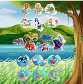 18 Set - 60 Parça Tox Hayvanlar, Deniz Canlıları ve Ulaşım Araçları 2+ Keçe Yapboz - 2 Yaş Puzzle T001 T002 T003 - 5