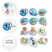 12 Set - 42 Parça Tox Deniz Canlıları ve Hayvanlar 2+ Keçe Yapboz - 2 Yaş Puzzle T001 T003 - 9