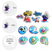 12 Set - 42 Parça Tox Deniz Canlıları ve Ulaşım Araçları 2+ Keçe Yapboz - 2 Yaş Puzzle T001 T002 - 4