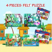 4 Set - 96 Parça Tox Orman ve Baykuş 5+ Keçe Yapboz - 5 Yaş Puzzle T015 T017 - 7