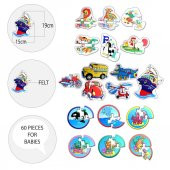 18 Set - 60 Parça Tox Hayvanlar, Deniz Canlıları ve Ulaşım Araçları 2+ Keçe Yapboz - 2 Yaş Puzzle T001 T002 T003 - 9