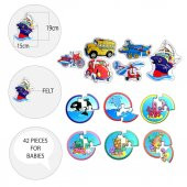 12 Set - 42 Parça Tox Deniz Canlıları ve Ulaşım Araçları 2+ Keçe Yapboz - 2 Yaş Puzzle T001 T002 - 9