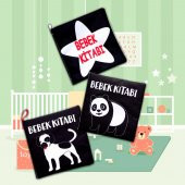 3 Kitap Tox Siyah-Beyaz Evcil, Vahşi Hayvanlar ve Bebek Kumaş Sessiz Kitap T060 T137 T138 - Bez Kitap , Eğitici Oyuncak , Yumuşak ve Hışırtılı - 5