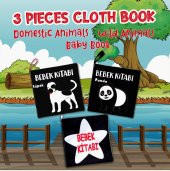 3 Kitap Tox Siyah-Beyaz Evcil, Vahşi Hayvanlar ve Bebek Kumaş Sessiz Kitap T060 T137 T138 - Bez Kitap , Eğitici Oyuncak , Yumuşak ve Hışırtılı - 7