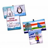 2 Kitap Tox Kutup Hayvanları ve Kışlık Giysiler Kumaş Sessiz Kitap T056 T052 - Bez Kitap , Eğitici Oyuncak , Yumuşak ve Hışırtılı - 8