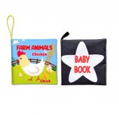 2 Kitap Tox İngilizce Çiftlik Hayvanları ve Siyah-Beyaz Bebek Kumaş Sessiz Kitap E136 E119 - Bez Kitap , Eğitici Oyuncak , Yumuşak ve Hışırtılı - 6