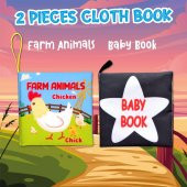 2 Kitap Tox İngilizce Çiftlik Hayvanları ve Siyah-Beyaz Bebek Kumaş Sessiz Kitap E136 E119 - Bez Kitap , Eğitici Oyuncak , Yumuşak ve Hışırtılı - 7
