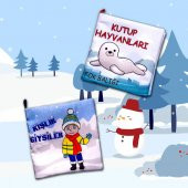 2 Kitap Tox Kutup Hayvanları ve Kışlık Giysiler Kumaş Sessiz Kitap T056 T052 - Bez Kitap , Eğitici Oyuncak , Yumuşak ve Hışırtılı - 10