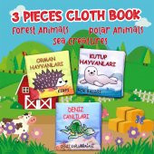 3 Kitap Tox Orman, Deniz ve Kutup Hayvanları Kumaş Sessiz Kitap T055 T056 T059 - Bez Kitap , Eğitici Oyuncak , Yumuşak ve Hışırtılı - 7