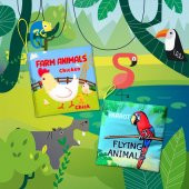 2 Kitap Tox İngilizce Çiftlik Hayvanları ve Uçan Hayvanlar Kumaş Sessiz Kitap E119 E139 - Bez Kitap , Eğitici Oyuncak , Yumuşak ve Hışırtılı thumbnail 5