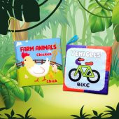 2 Kitap Tox İngilizce Çiftlik Hayvanları ve Taşıtlar Kumaş Sessiz Kitap E119 E132 - Bez Kitap , Eğitici Oyuncak , Yumuşak ve Hışırtılı thumbnail 10