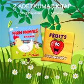 2 Kitap Tox İngilizce Çiftlik Hayvanları ve Meyveler Kumaş Sessiz Kitap E119 E126 - Bez Kitap , Eğitici Oyuncak , Yumuşak ve Hışırtılı - 2