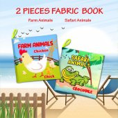 2 Kitap Tox İngilizce Çiftlik Hayvanları ve Safari Hayvanarı Kumaş Sessiz Kitap E119 E130 - Bez Kitap , Eğitici Oyuncak , Yumuşak ve Hışırtılı - 7