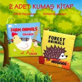 2 Kitap Tox İngilizce Çiftlik Hayvanları ve Orman Hayvanları Kumaş Sessiz Kitap E127 E119 - Bez Kitap , Eğitici Oyuncak , Yumuşak ve Hışırtılı - 2