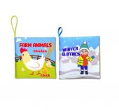 2 Kitap Tox İngilizce Çiftlik Hayvanları ve Kışlık Giysiler Kumaş Sessiz Kitap E124 E119 - Bez Kitap , Eğitici Oyuncak , Yumuşak ve Hışırtılı - 6