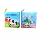 2 Kitap Tox İngilizce Çiftlik Hayvanları ve Deniz Canlıları Kumaş Sessiz Kitap E122 E119 - Bez Kitap , Eğitici Oyuncak , Yumuşak ve Hışırtılı - 6