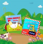 2 Kitap Tox İngilizce Çiftlik Hayvanları ve İş Makinaları Kumaş Kumaş Sessiz Kitap E119 E118 - Bez Kitap , Eğitici Oyuncak , Yumuşak ve Hışırtılı thumbnail 10