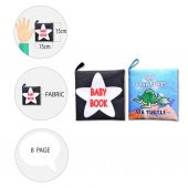 2 Kitap Tox İngilizce Siyah-Beyaz Bebek ve Deniz Canlıları Kumaş Sessiz Kitap E136 E122 - Bez Kitap , Eğitici Oyuncak , Yumuşak ve Hışırtılı - 9