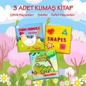 3 Kitap Tox İngilizce Şekiller , Çiftlik ve Safari Hayvanları Kumaş Sessiz Kitap E119 E130 E131 - Bez Kitap , Eğitici Oyuncak , Yumuşak ve Hışırtılı - 2
