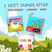 3 Kitap Tox İngilizce Çiftlik Hayvanları , Renkler ve İş Makinaları Kumaş Sessiz Kitap E119 E118 E129 - Bez Kitap , Eğitici Oyuncak , Yumuşak ve Hışırtılı - 2