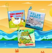 3 Kitap Tox İngilizce Çiftlik Hayvanları , Kutup ve Safari Hayvanları Kumaş Sessiz Kitap E119 E125 E130 - Bez Kitap , Eğitici Oyuncak , Yumuşak ve Hışırtılı - 5