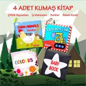 4 Kitap Tox İngilizce Renkler , İş Makinaları , Çiftlik Hayvanları ve Bebek Kumaş Sessiz Kitap E118 E119 E136 E129 - Bez Kitap , Eğitici Oyuncak , Yumuşak ve Hışırtılı - 2