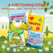 4 Kitap Tox İngilizce Şekiller , Çiftlik , Safari ve Kutup Hayvanları Kumaş Sessiz Kitap E119 E125 E130 E131 - Bez Kitap , Eğitici Oyuncak , Yumuşak ve Hışırtılı - 2