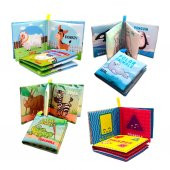 4 Kitap Tox İngilizce Şekiller , Çiftlik , Safari ve Kutup Hayvanları Kumaş Sessiz Kitap E119 E125 E130 E131 - Bez Kitap , Eğitici Oyuncak , Yumuşak ve Hışırtılı - 3