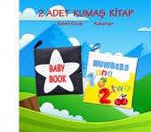 2 Kitap Tox İngilizce Siyah Beyaz Bebek ve Rakamlar Kumaş Sessiz Kitap E128 E136 - Bez Kitap , Eğitici Oyuncak , Yumuşak ve Hışırtılı - 2