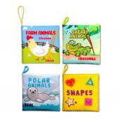 4 Kitap Tox İngilizce Şekiller , Çiftlik , Safari ve Kutup Hayvanları Kumaş Sessiz Kitap E119 E125 E130 E131 - Bez Kitap , Eğitici Oyuncak , Yumuşak ve Hışırtılı - 6