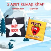 2 Kitap Tox İngilizce Siyah-Beyaz Bebek ve Kumaş Sessiz Kitap E136 E126 - Bez Kitap , Eğitici Oyuncak , Yumuşak ve Hışırtılı - 2