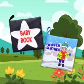 2 Kitap Tox İngilizce Siyah-Beyaz Bebek ve Kışlık Giysiler Kumaş Sessiz Kitap E136 E124 - Bez Kitap , Eğitici Oyuncak , Yumuşak ve Hışırtılı - 10
