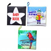 3 Kitap Tox İngilizce Siyah-Beyaz Bebek , Kışlık Giysiler ve Uçan Hayvanlar Kumaş Sessiz Kitap E125 E133 E136 - Bez Kitap , Eğitici Oyuncak , Yumuşak ve Hışırtılı - 1