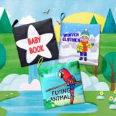 3 Kitap Tox İngilizce Siyah-Beyaz Bebek , Kışlık Giysiler ve Uçan Hayvanlar Kumaş Sessiz Kitap E125 E133 E136 - Bez Kitap , Eğitici Oyuncak , Yumuşak ve Hışırtılı - 5