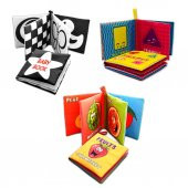 3 Kitap Tox İngilizce Şekiller, Meyveler ve Siyah-Beyaz Bebek Kumaş Sessiz Kitap E126 E131 E136 - Bez Kitap , Eğitici Oyuncak , Yumuşak ve Hışırtılı - 3