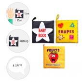 3 Kitap Tox İngilizce Şekiller, Meyveler ve Siyah-Beyaz Bebek Kumaş Sessiz Kitap E126 E131 E136 - Bez Kitap , Eğitici Oyuncak , Yumuşak ve Hışırtılı - 4