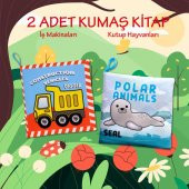 2 Kitap Tox İngilizce İş Makinaları ve Kutup Hayvanları Kumaş Sessiz Kitap E118 E125 - Bez Kitap , Eğitici Oyuncak , Yumuşak ve Hışırtılı - 2
