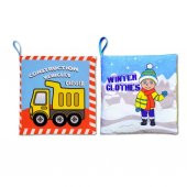 2 Kitap Tox İngilizce İş Makinaları ve Kışlık Giysiler Kumaş Sessiz Kitap E118 E124 - Bez Kitap , Eğitici Oyuncak , Yumuşak ve Hışırtılı - 1