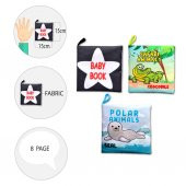 3 Kitap Tox İngilizce Siyah-Beyaz Bebek , Safari ve Kutup Hayvanları Kumaş Sessiz Kitap E125 E130 E136 - Bez Kitap , Eğitici Oyuncak , Yumuşak ve Hışırtılı - 9