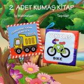 2 Kitap Tox İngilizce İş Makinaları ve Taşıtlar Kumaş Sessiz Kitap E118 E132 - Bez Kitap , Eğitici Oyuncak , Yumuşak ve Hışırtılı - 2