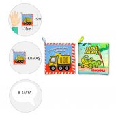 2 Kitap Tox İngilizce İş Makinaları ve Safari Hayvanları Kumaş Sessiz Kitap E118 E130 - Bez Kitap , Eğitici Oyuncak , Yumuşak ve Hışırtılı - 4