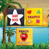 3 Kitap Tox İngilizce Şekiller, Meyveler ve Siyah-Beyaz Bebek Kumaş Sessiz Kitap E126 E131 E136 - Bez Kitap , Eğitici Oyuncak , Yumuşak ve Hışırtılı - 10