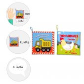 2 Kitap Tox İngilizce İş Makinaları ve Çiftlik Hayvanları Kumaş Sessiz Kitap E118 E119 - Bez Kitap , Eğitici Oyuncak , Yumuşak ve Hışırtılı - 4